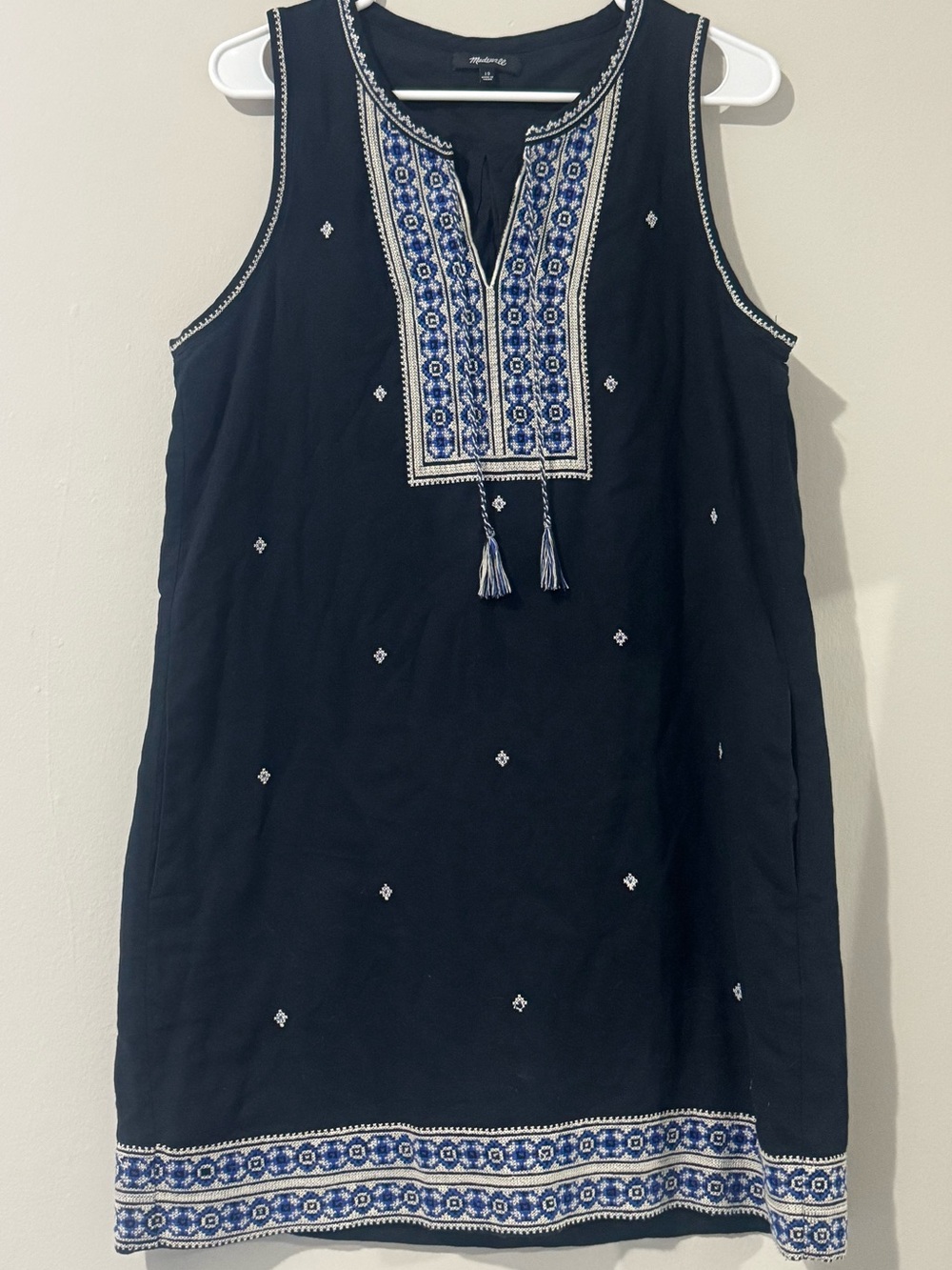 Madewell Navy Embroidered Suncoast dress sz 10